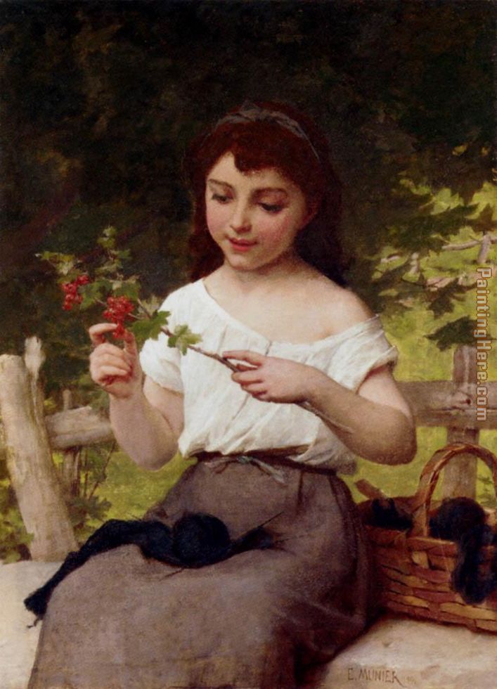 A Sprig of Berries painting - Emile Munier A Sprig of Berries art painting